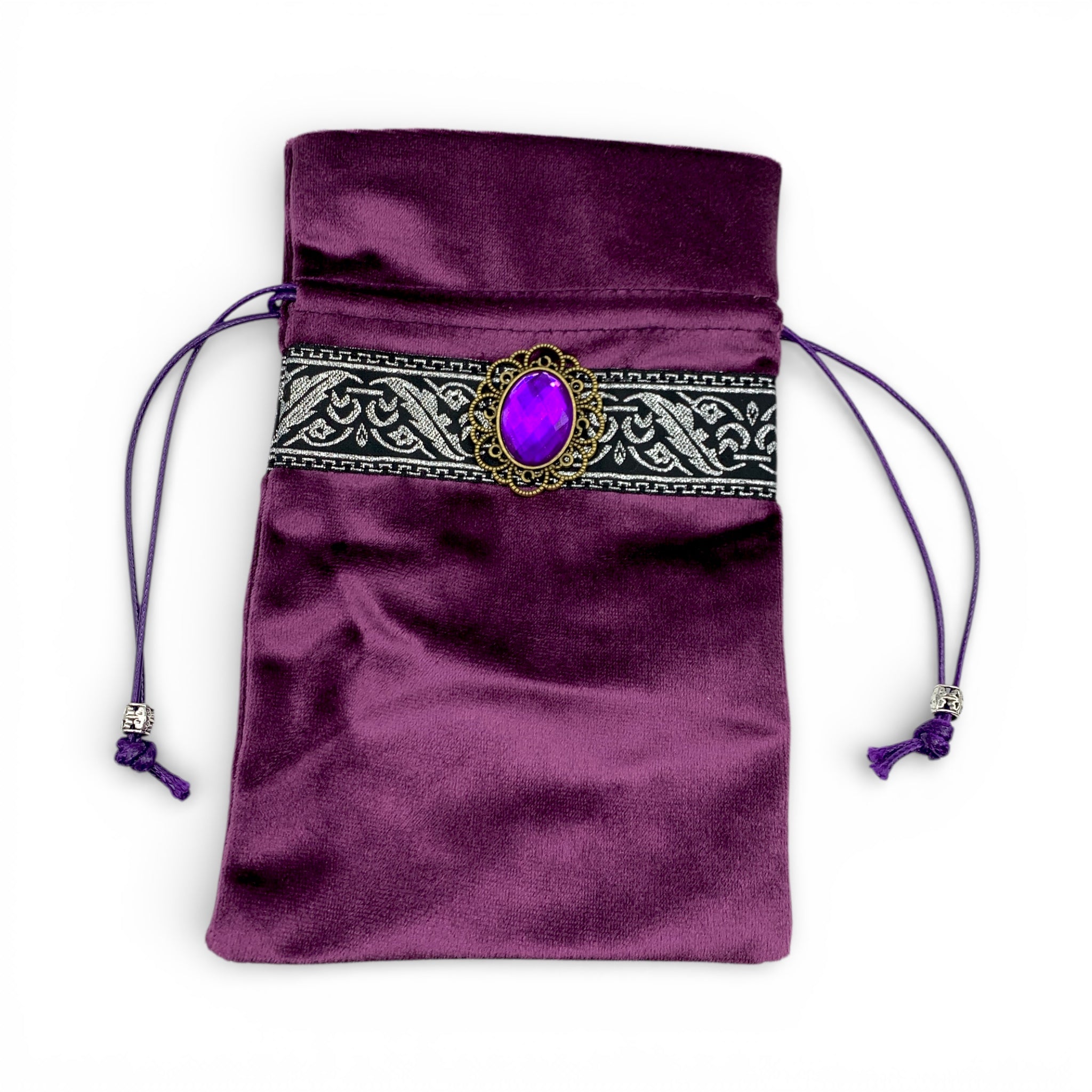 Tarot Bag Embroidered - Burgundy Coloured Velvet
